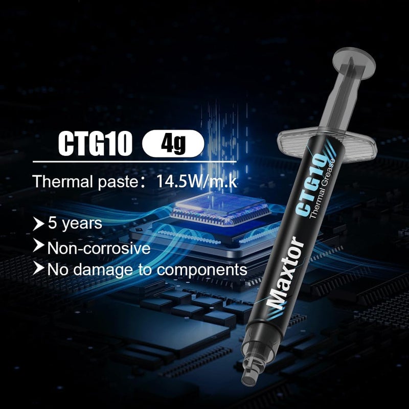 Maxtor CTG10 Thermal Compound Paste Heat Sink for IC/Processor/CPU/GPU/All Coolers, 14.5W/m.k Carbon Based High Performance, Thermal Interface Material (CTG10-4G) - Image 2